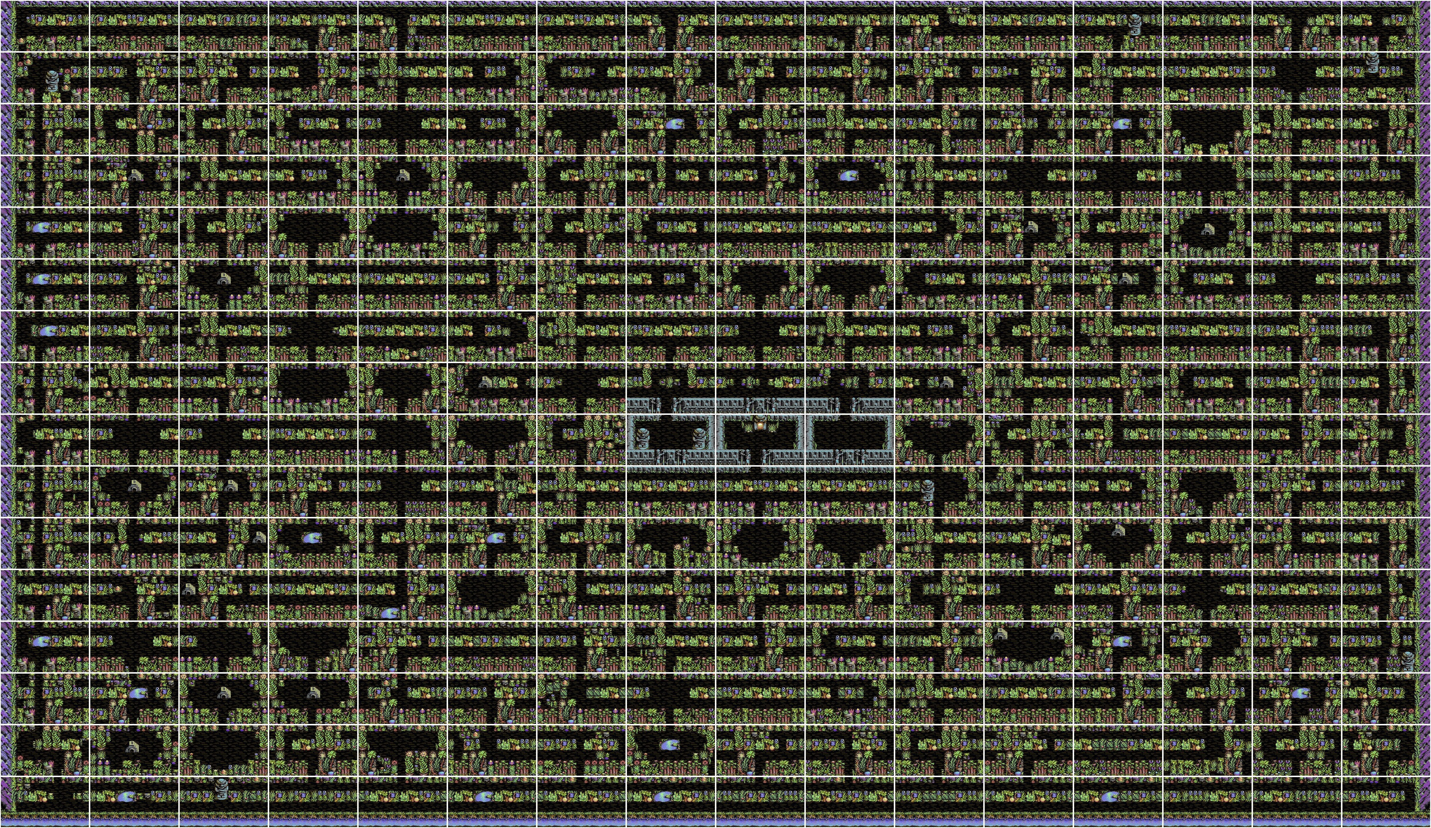 The full remastered map with Jon's new tiles: same 16x16 screen layout, each screen widened