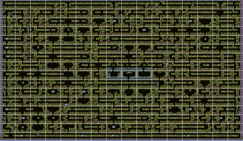 The full remastered map with Jon's new tiles: same 16x16 screen layout, each screen widened
