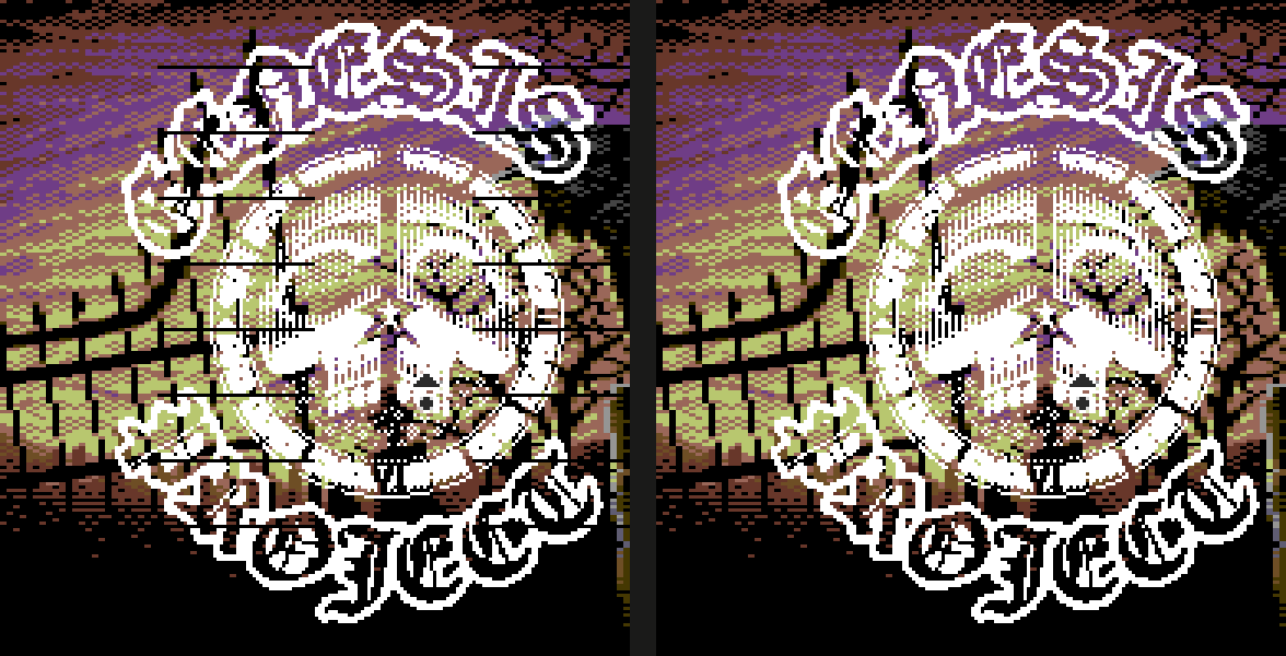 Simulated glitch lines with and without the shared line