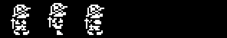 Sabre Man run-east animation, original 3-frame single-colour version