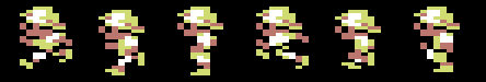 Sabre Man run-west animation, new 6-frame multicolour version