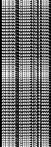 The font pre-DYPPed: each 8px column rendered at every displacement of the sine, 624 lines tall