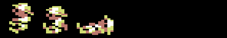 Sabre Man death facing west animation, new 3-frame multicolour version