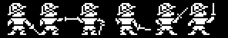 Sabre Man fight-east animation, original 6-frame single-colour version