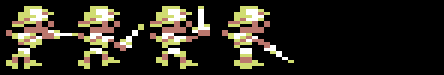 Sabre Man fight-east animation, new 4-frame multicolour version